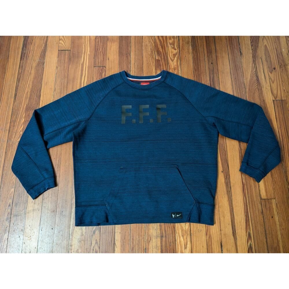 Nike Tech Fleece Blue French Football Federation Crewneck Size XL
